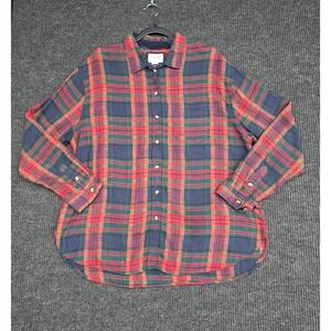 American Eagle Plaid Flannel Shirt Mens Large Red Green Blue Button Down Cotton
